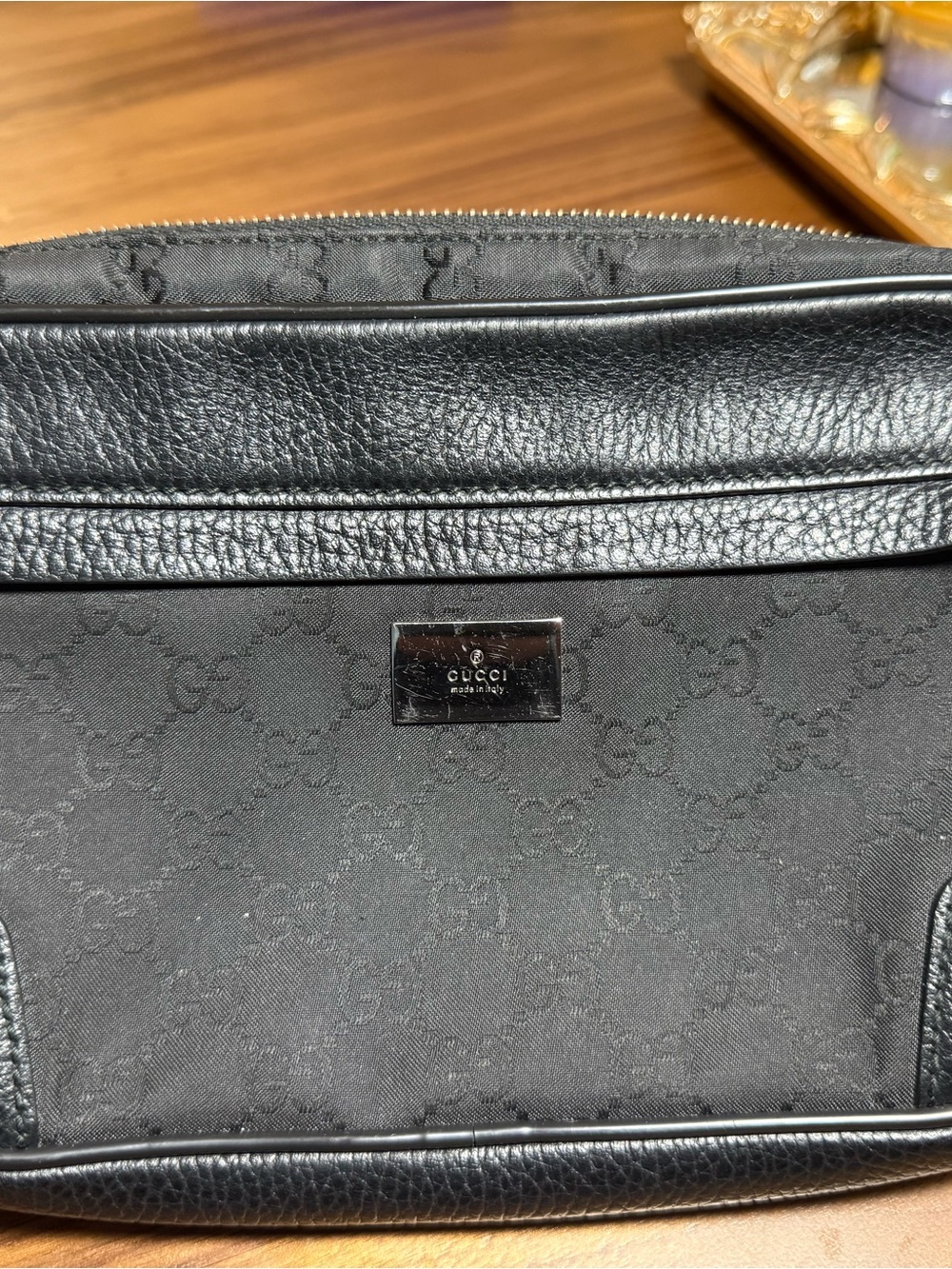 Gucci - GG Print Nylon Body/Belt/Crossbody Bag - Black/Silver - 336672